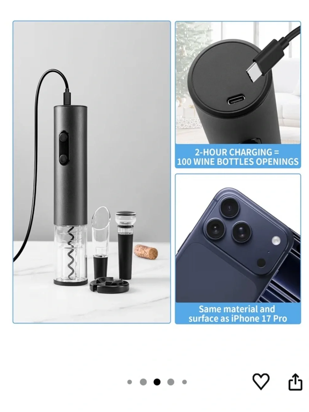 Electric Wine Opener Set in Black